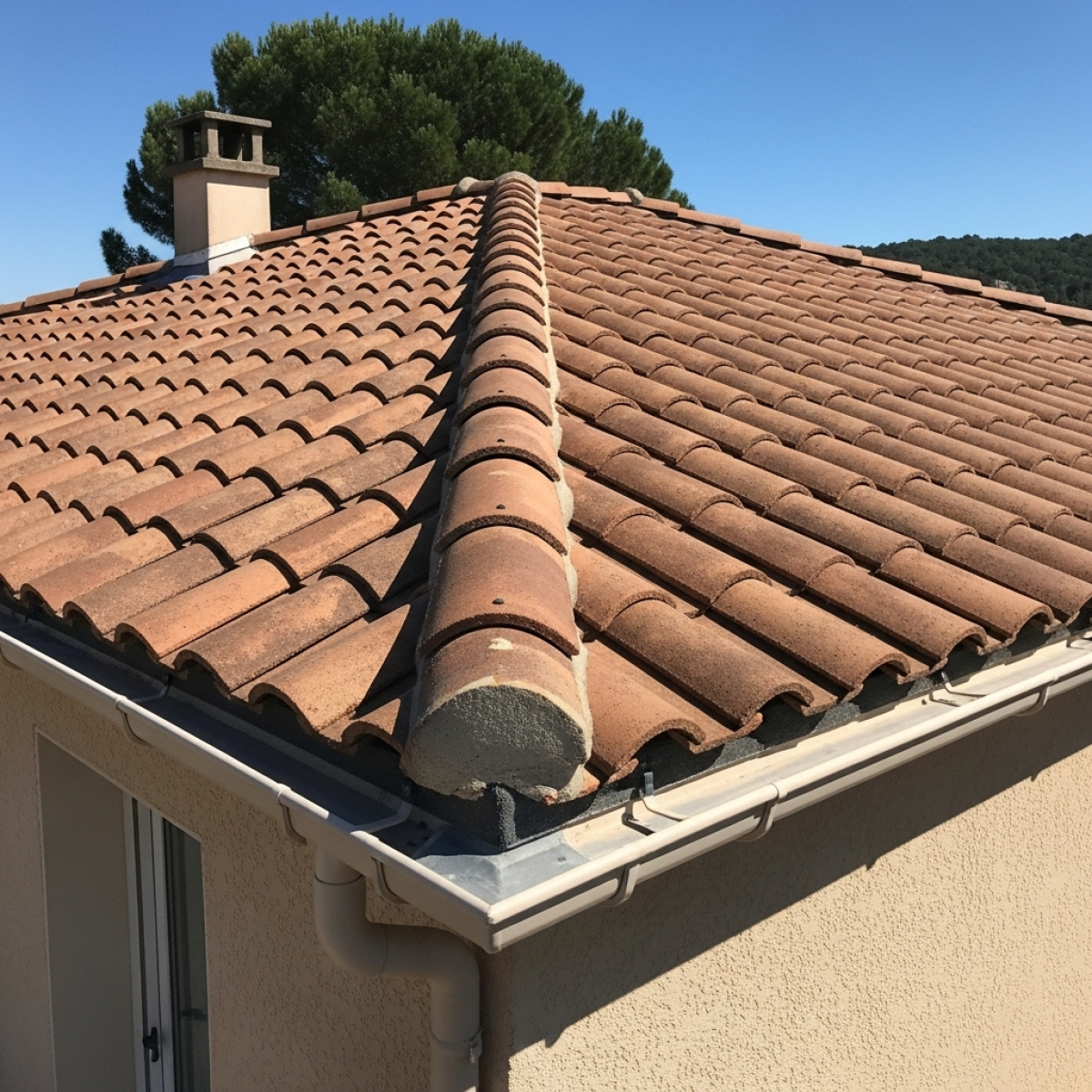 Remplacement d'une couverture de tuile canal avec double couche de couleur au choix et une pose solins aluminium à Pertuis dans les Bouches du Rhône